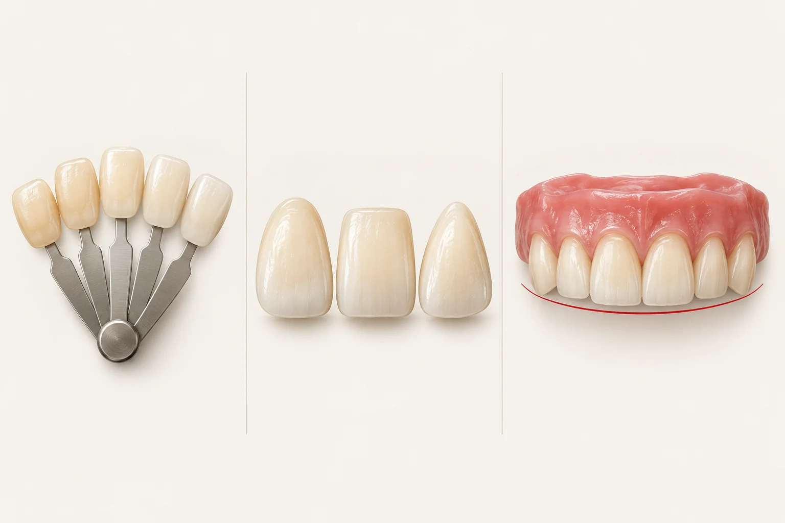 Dental shade tabs in natural tooth colours